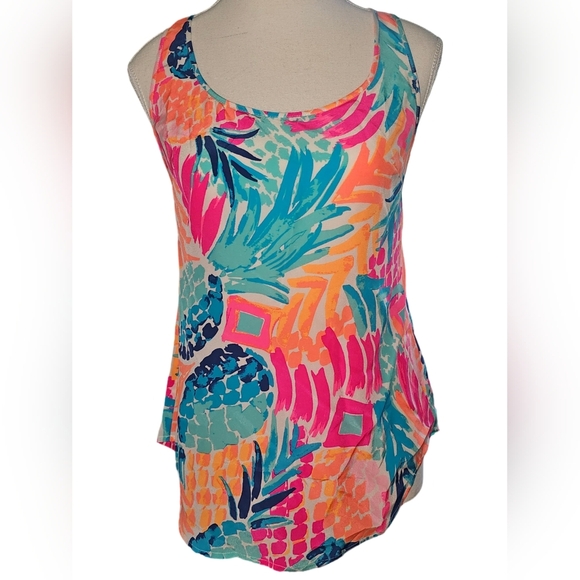 Lilly Pulitzer Alyssa Silk Pineapple Cami Tank Top NWT Multicolor Sz XS - Picture 7 of 11